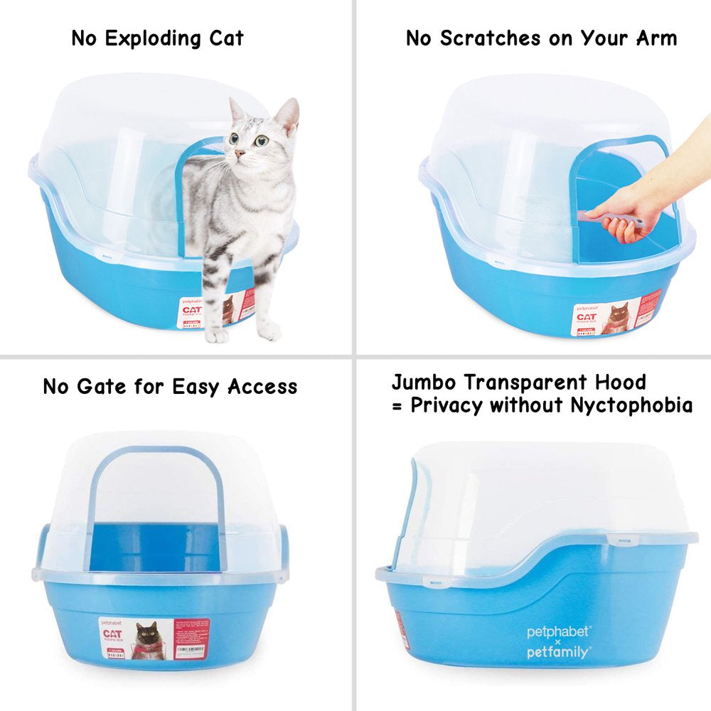 Petfamily Extra Large Cat Litter Box, Color Blue, Jumbo Hooded, 24.8 X 20 X 16.5 In