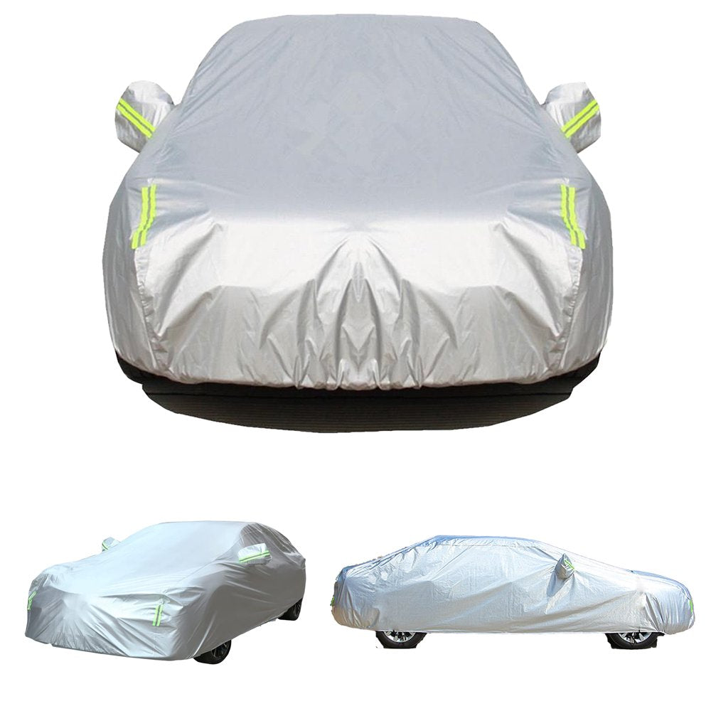 Pecham Car Cover Waterproof with Side Door Zipper All Weather Upgraded UV Protective Vehicle Cover-192*71*59 Inch