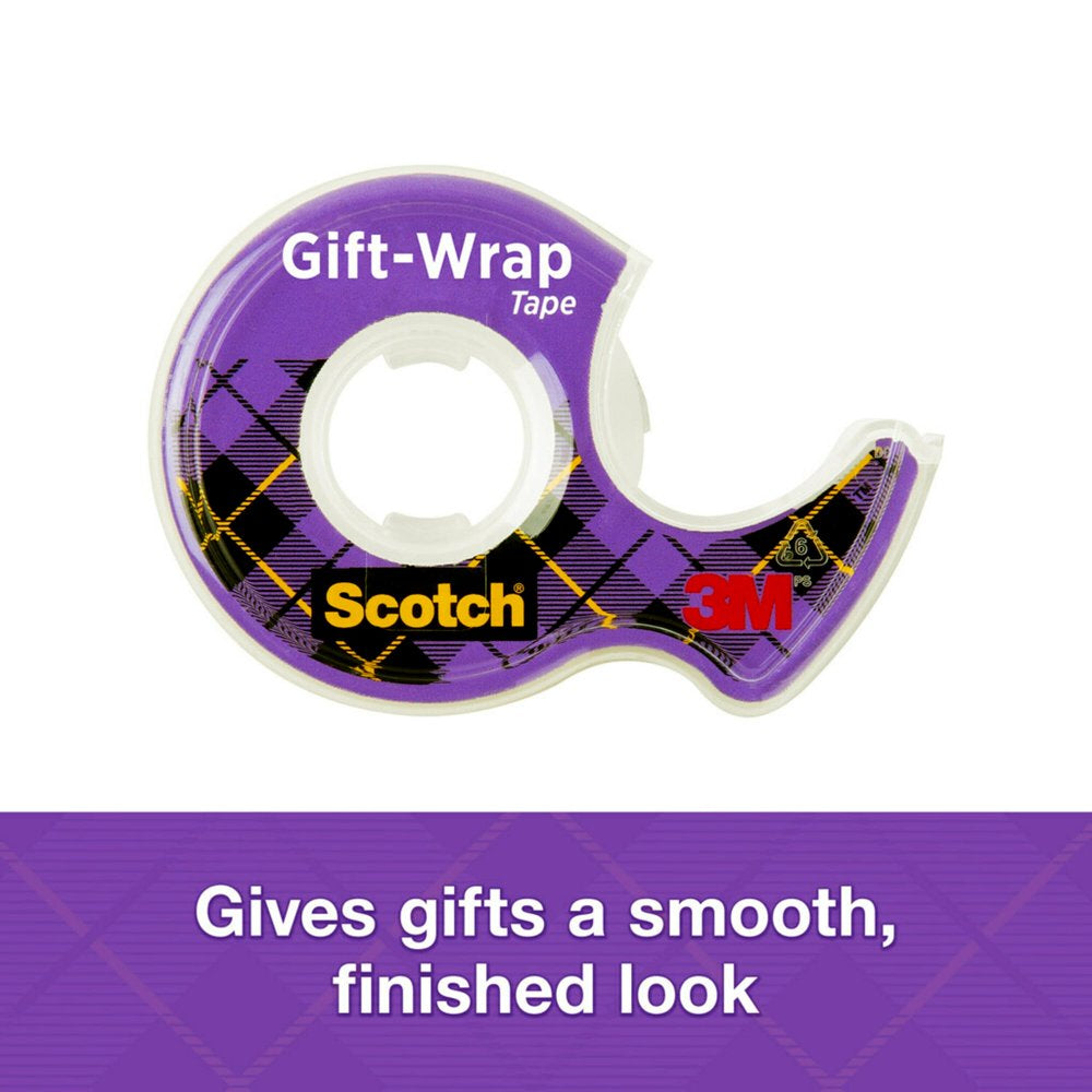 Scotch Gift Wrap Tape, Invisible, 0.75 In. X 325 In., 3 Tape Rolls with Dispensers