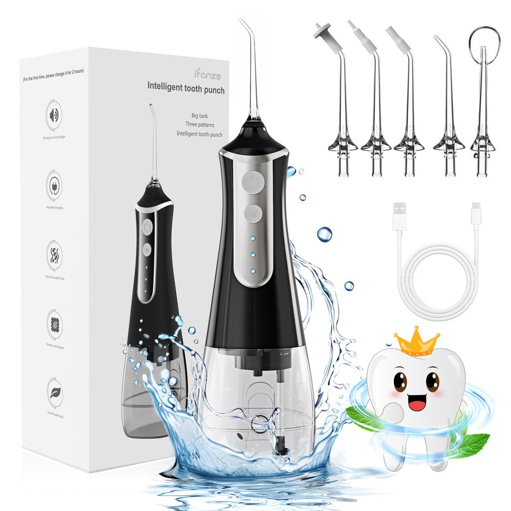 IFANZE Water Flosser Cordless for Teeth Cleaning, Rechargeable Oral Irrigator 3 Modes 5 Tips IPX6 Waterproof Powerful Battery Water Teeth Cleaner Pick for Home Travel