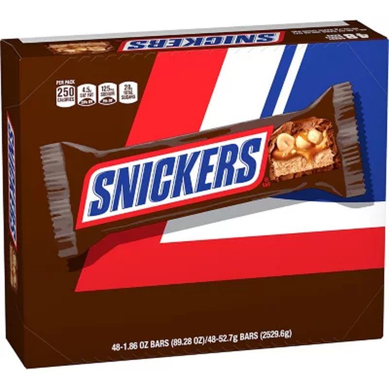 Snickers Chocolate Candy Bars Full Size Bulk Pack (1.86 Oz., 48 Ct.)