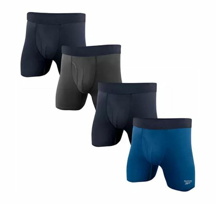 4 Pack Reebok Men'S Stretch Performance Boxer Briefs Free Shipping Size: S-2XL