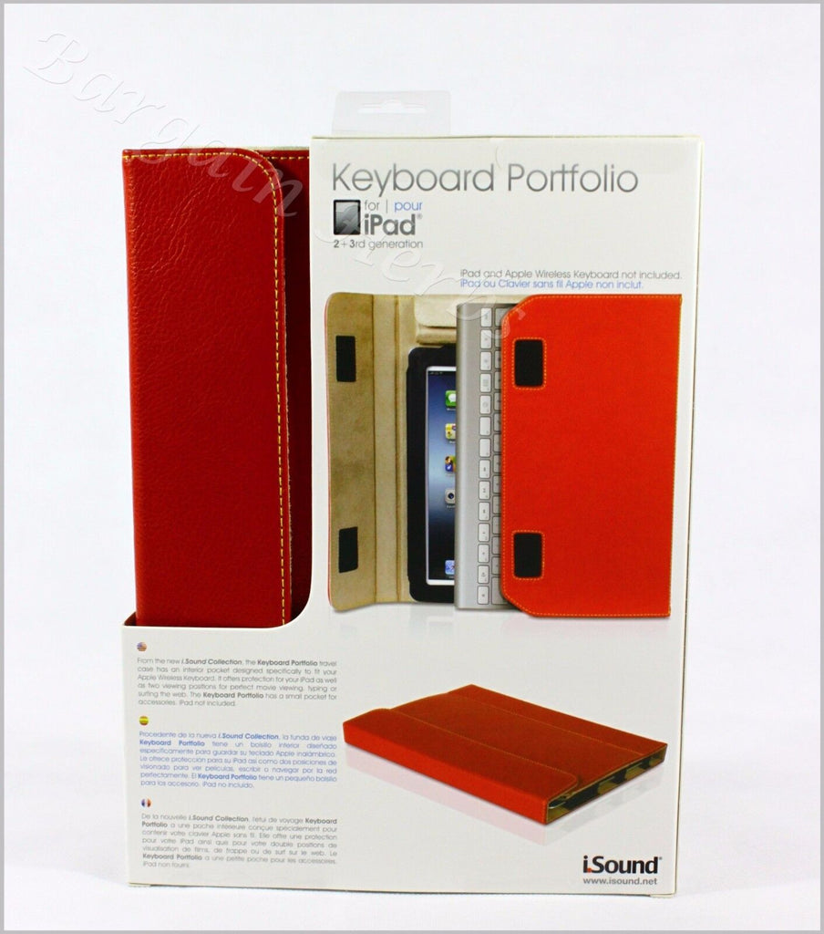 Isound New Genuine Leather Ipad And/Or Ipad Keyboard Portfolio Free Shipping Red