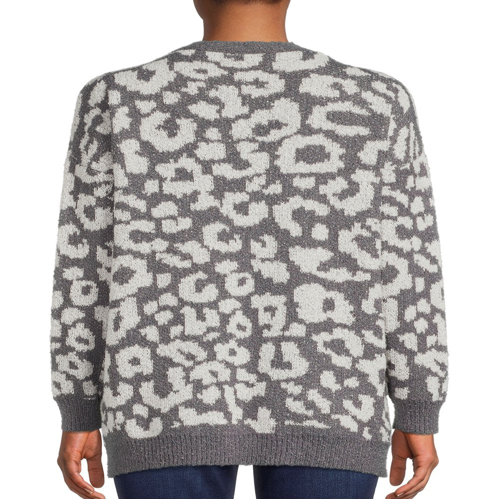 Dreamers by Debut Women'S Open Front Print Cardigan Sweater, Midweight