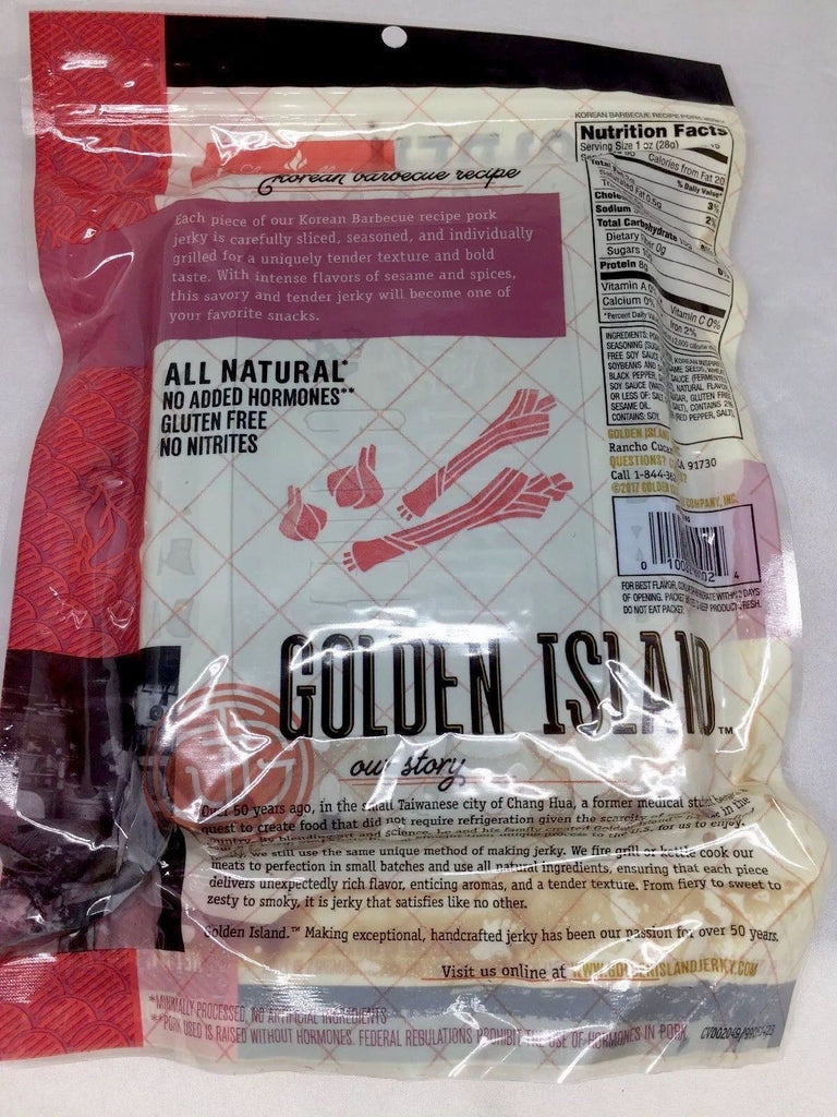 Golden Island 14.5 Oz Each Pork Jerky Korean Barbecue Recipe All Natural 4 Pack!