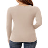 Anygrew Women Long Sleeve Top Casual Basic Slim Knit Ribbed T Shirt