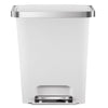 Better Homes & Gardens 10.5 Gallon Trash Can, Plastic Slim Step on Kitchen Trash Can, White