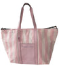 Pink White Striped Weekender Bag Victoria'S Secret Shoulder Hand Strap Pocket