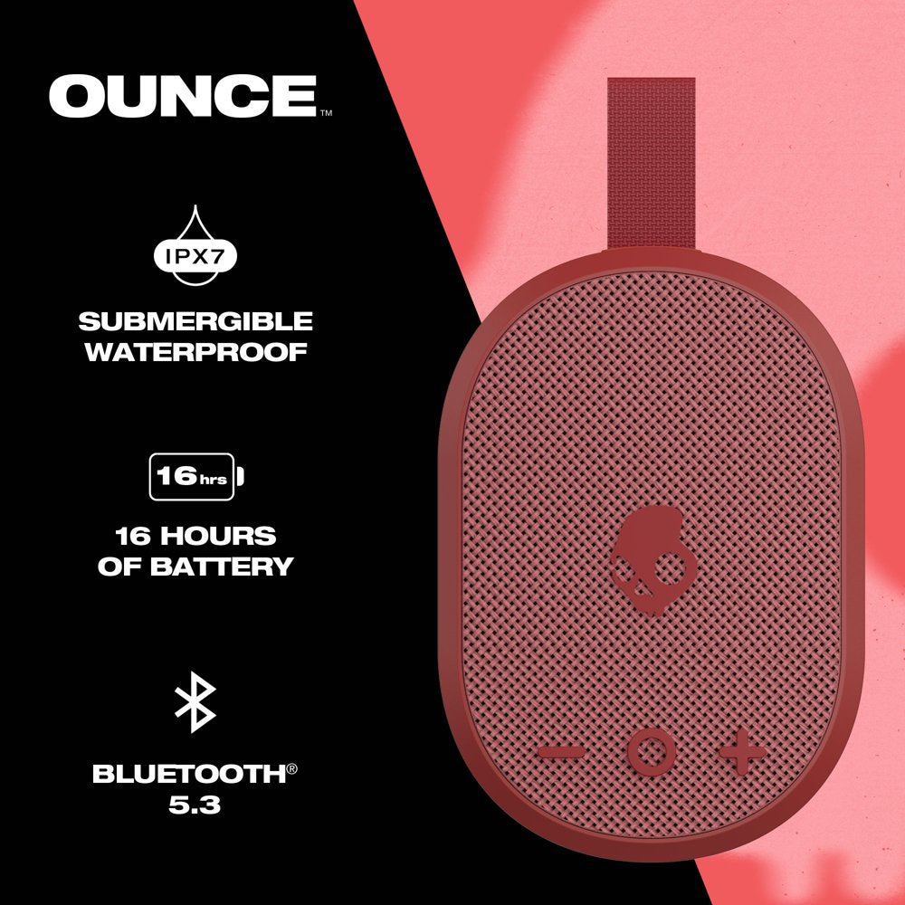 Skullcandy Ounce XT Small Portable Wireless Speaker, Light Red