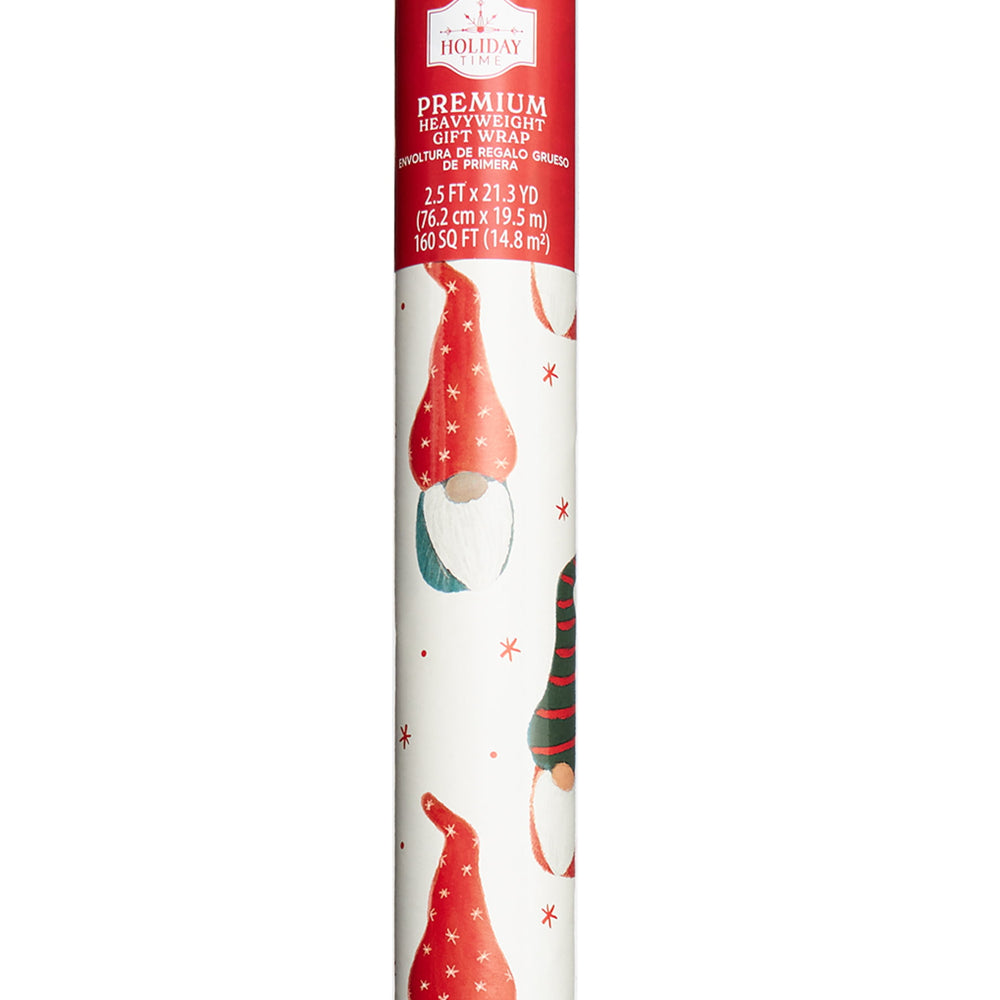 Holiday Time Christmas Gnomes Premium Wrapping Paper, Christmas, 30", 160 Sq Ft. Multicolor