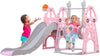 Ealing 4 in 1 Kids Climber Slide ＆Swing Set for Toddlers Age 1-5 Indoor Outdoor, Playsets Playground Sets with Extra Long Slide & Basketball Hoop, Easy Setup Backyard Kids Activity Center(Pink)