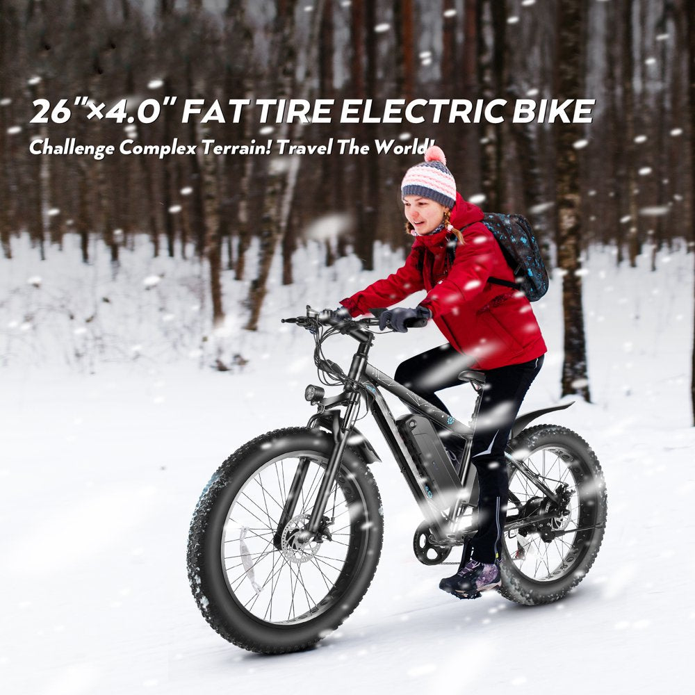 Gocio 26" 4.0 Fat Tire Electric Bike for Adults, 500W Adults E Bike, 48V 13Ah Removable Li-Ion Battery, Professional 7-Speed, Electric Mountain Bicycle Beach Bike Snow Bike Ebike for Men