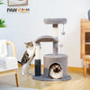 PAWZ Road 32.7" Cat Tree Small Cat Tower Kitten Scratching Posts Condo with Sefl-Grooming Toy, Gray