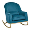 Modrn Glam Velvet Rocking Chair with Lumbar Pillow, Teal/Satin Brass