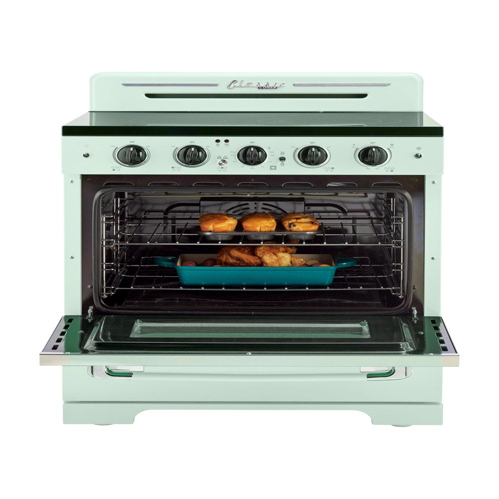 Unique Classic Retro 30" 3.9 Cu/Ft Freestanding 5-Element Electric Range with Convection Oven in Summer Mint Green