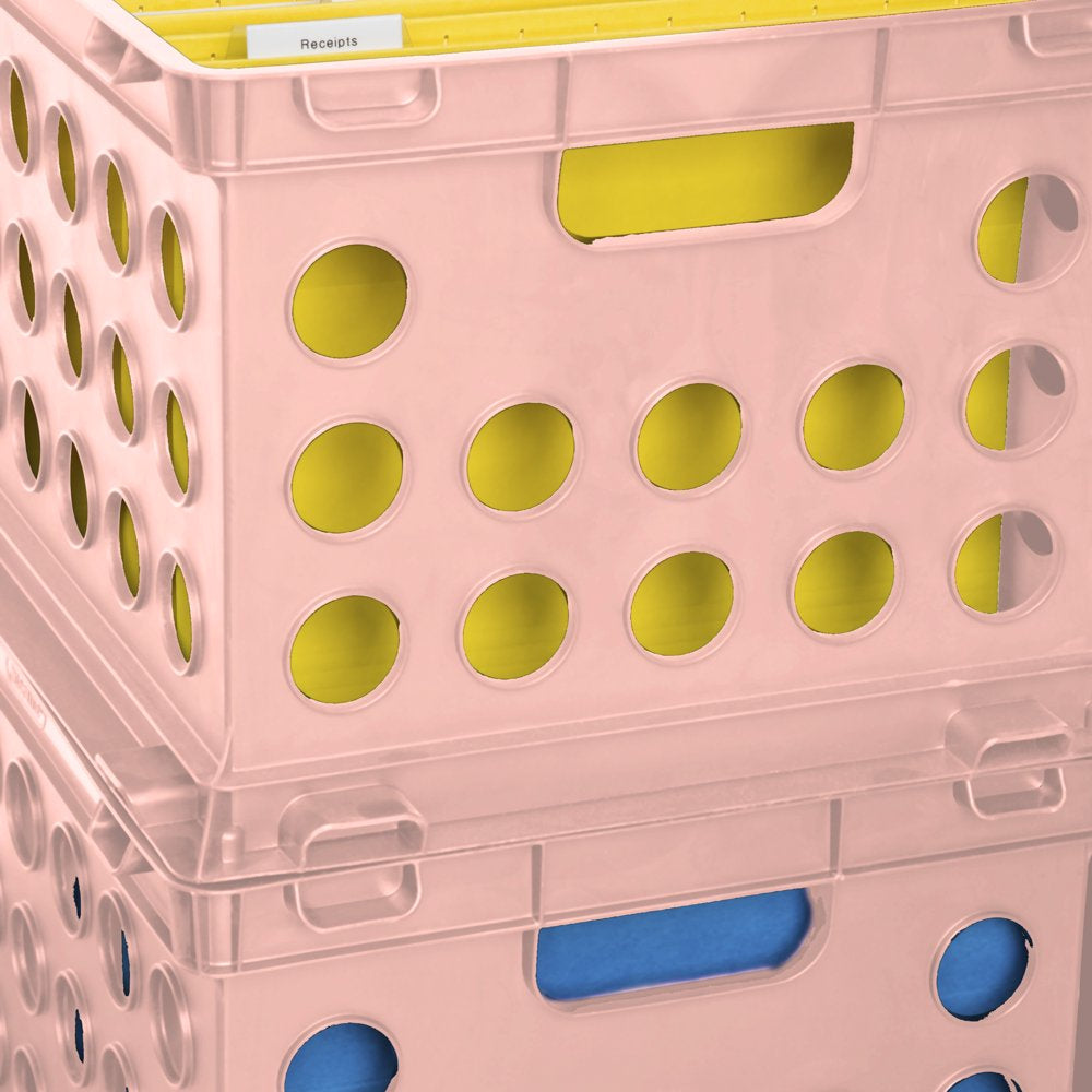 Sterilite File Crate Plastic, Blush Pink