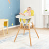 Babyjoy 3 in 1 Convertible Wooden High Chair Baby Toddler W/ Cushion Yellow