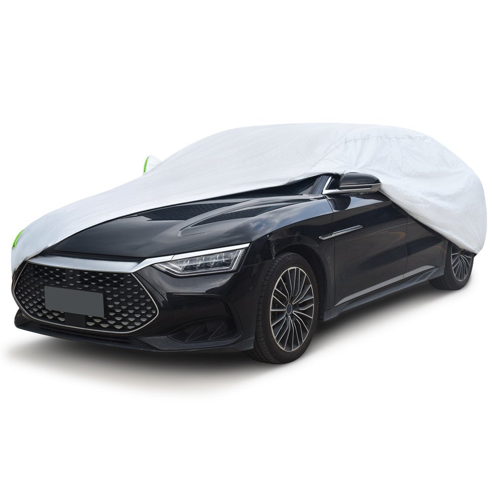 Pecham Car Cover Waterproof with Side Door Zipper All Weather Upgraded UV Protective Vehicle Cover-192*71*59 Inch