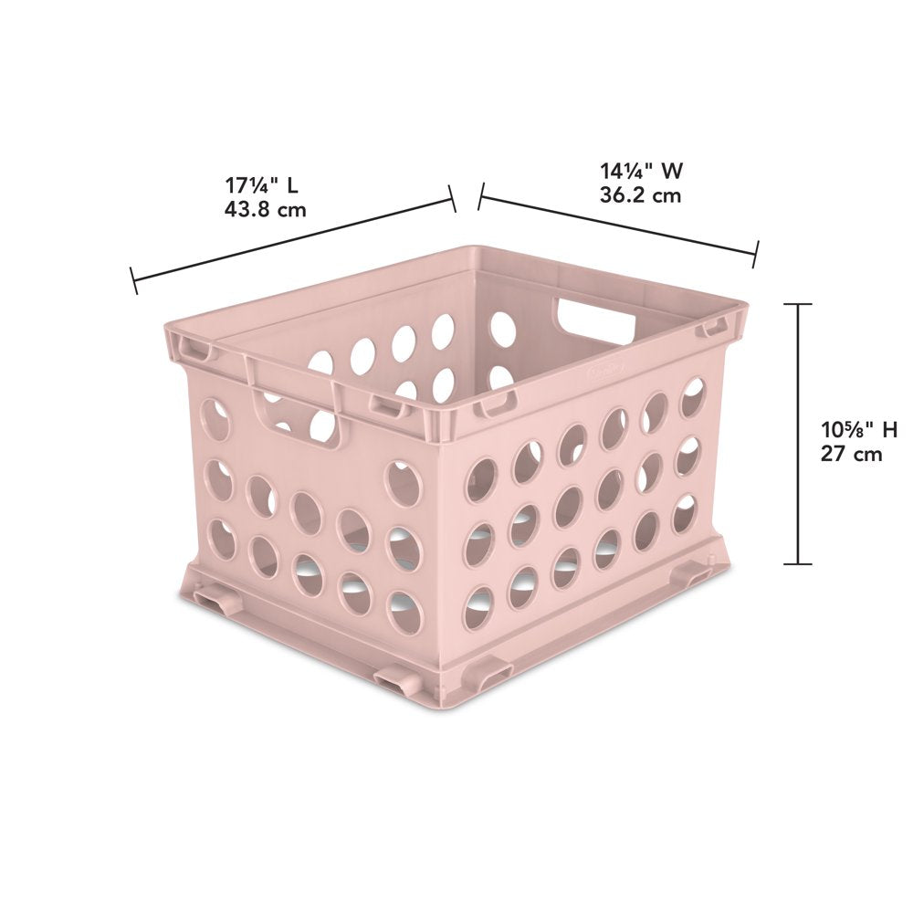 Sterilite File Crate Plastic, Blush Pink