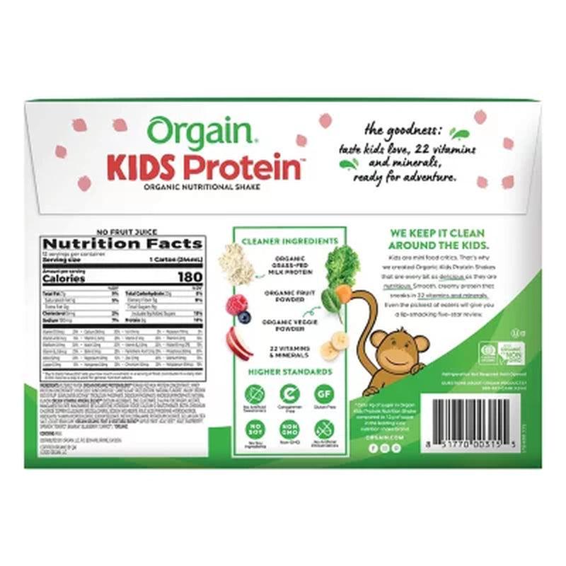 Orgain Kids Protein Organic Nutritional Shake, Strawberry (8.25 Fl. Oz., 12 Pk.)