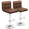 Homall Bar Stools Set of 2 PU Leather Counter Height Adjustable Swivel Barstool with Back for Kitchen, Brown