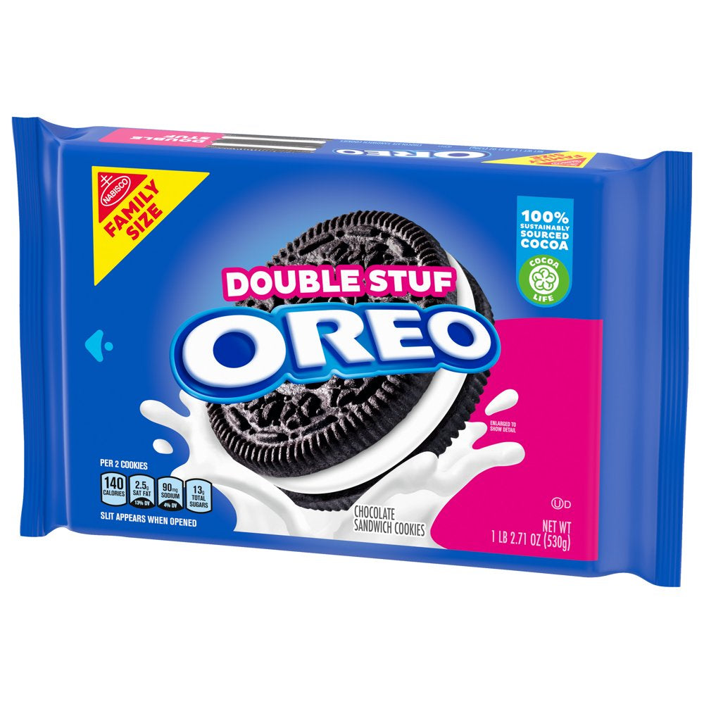 OREO Double Stuf Chocolate Sandwich Cookies, Family Size, 18.71 Oz