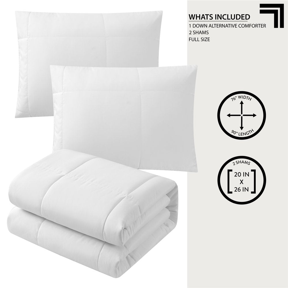 Sharper Image 3-Piece White down Alternative Comforter Set, Full