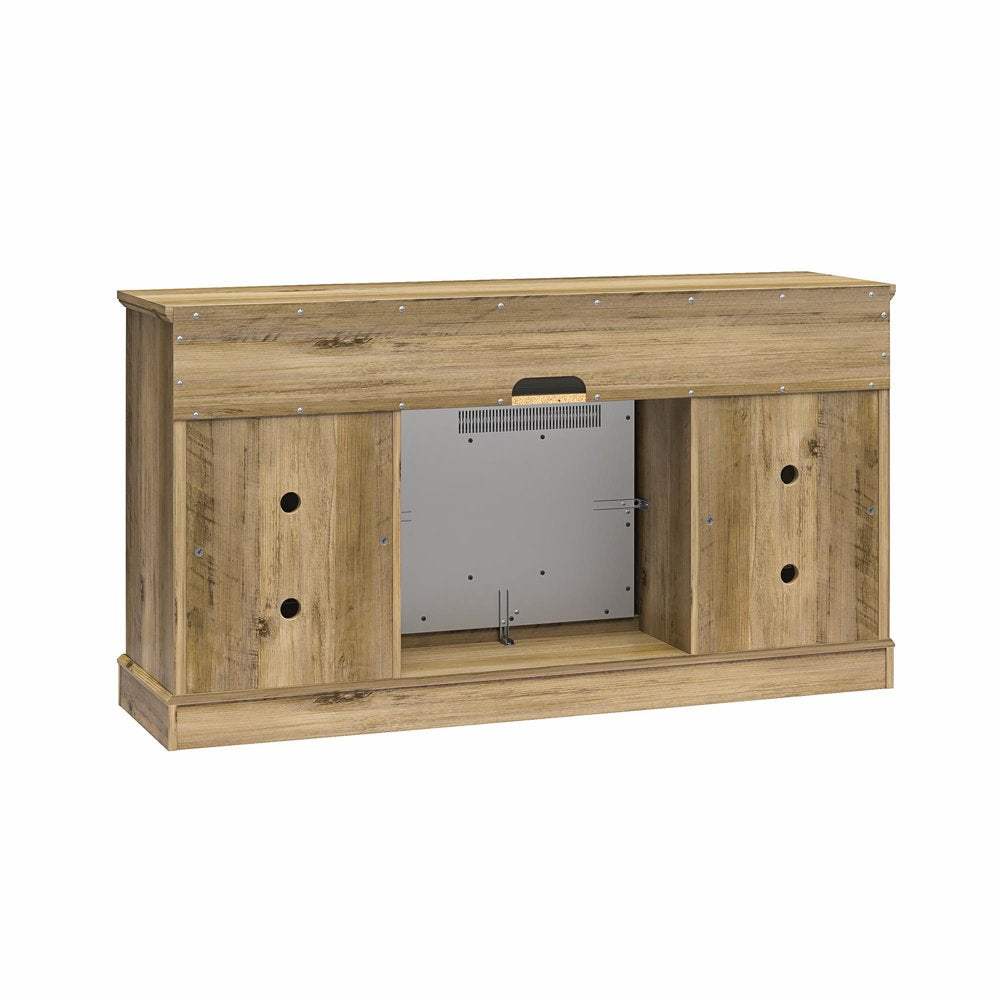 Ameriwood Home Ashton Lane Electric Fireplace TV Stand for Tvs up to 65", Rustic Oak