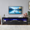 Uhomepro TV Stand for Tvs up to 70", Living Room Entertainment Center with RGB LED Lights and Storage Shelves Furniture, Black High Gloss TV Cabinet Console Table