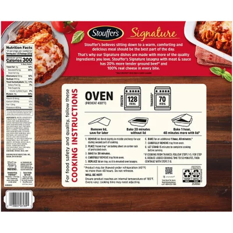 Stouffer'S Signature Lasagna with Meat Sauce, Frozen (96 Oz.)