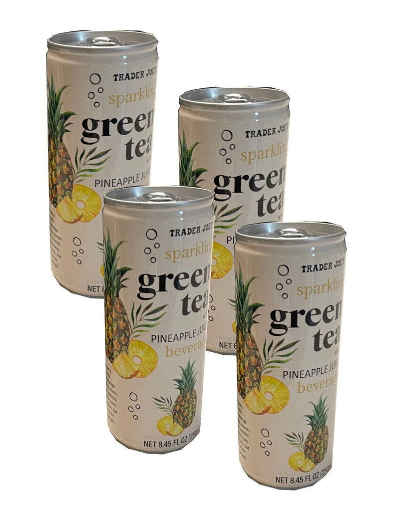 🔥Trader Joe’S Sparklin Green Tea Drink with Pineapple Juice 8.45 Oz (4 Cans) 🔥