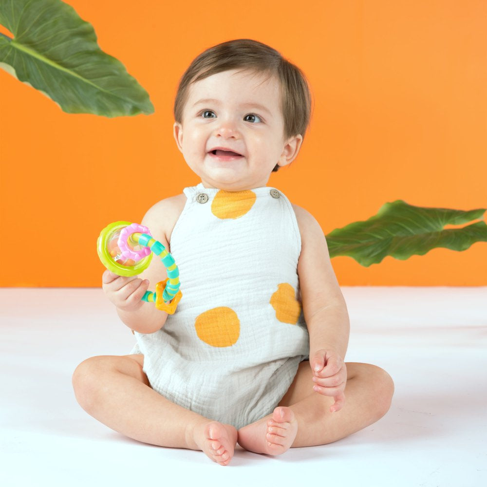 Bright Starts Grab and Spin Baby Rattle and Bpa-Free Teether Toy, Ages 3 Months+