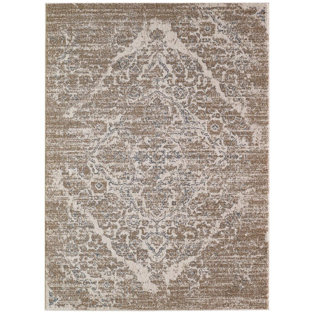 Luxe Weavers Victoria 4620 Distressed Floral Area Rug Carpet, Beige / Size 5X7