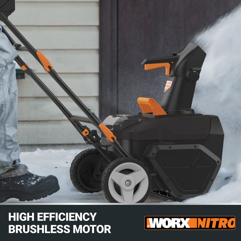 Worx WO7131.1 40V Power Share 20" Cordless Snow Blower with Brushless Motor (4 Batteries & Charger Included)