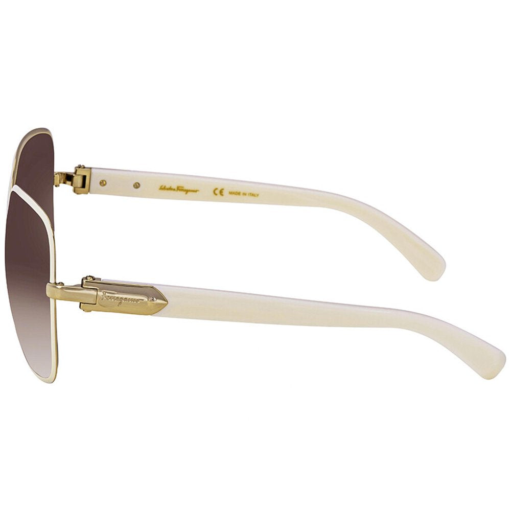 Salvatore Ferragamo Women'S Buckle Sunglasses, Ivory/Brown, One Size for Womens