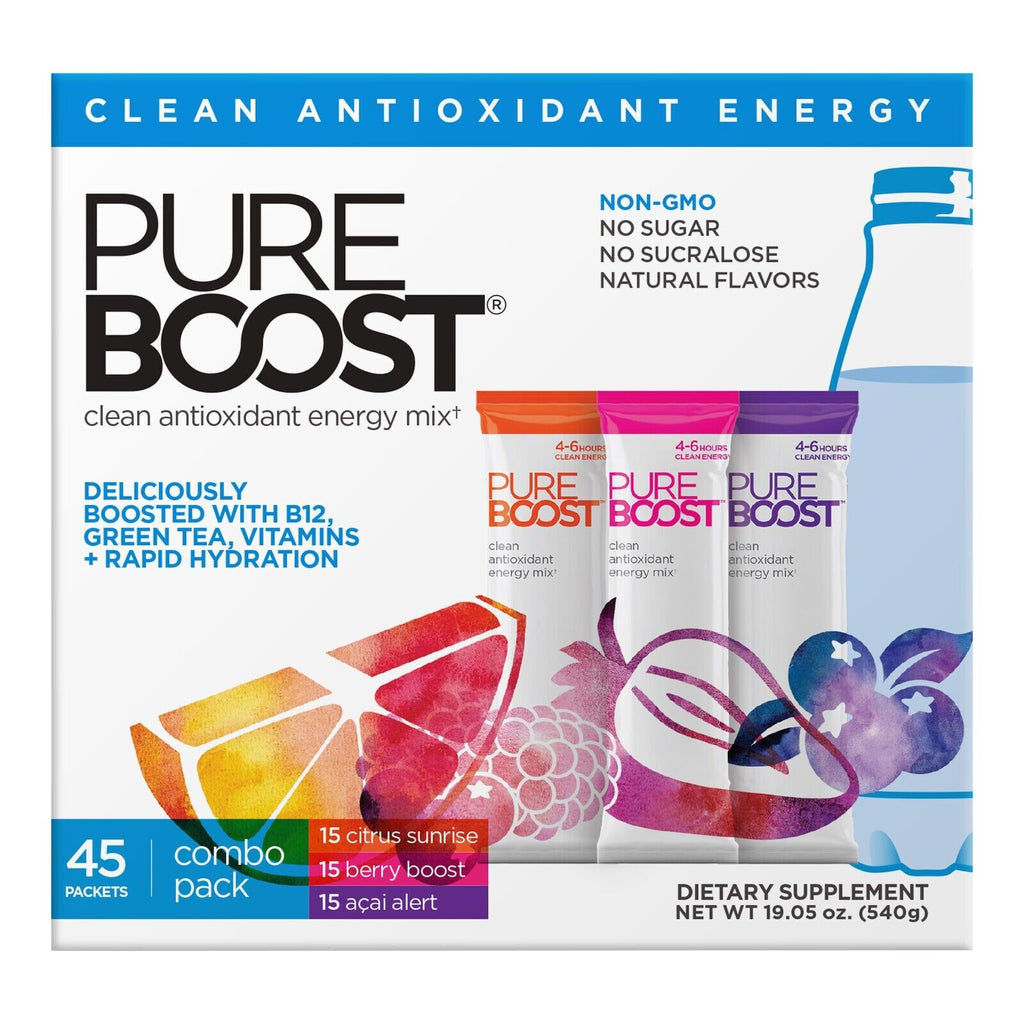 Pureboost Energy Drink Mix, Variety Pack, 45 Packets - Free Shipping