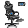 Soontrans Gaming Chair with Footrest and Ergonomic Massage Lumbar Pillow PU Leather Office Chair, Gray