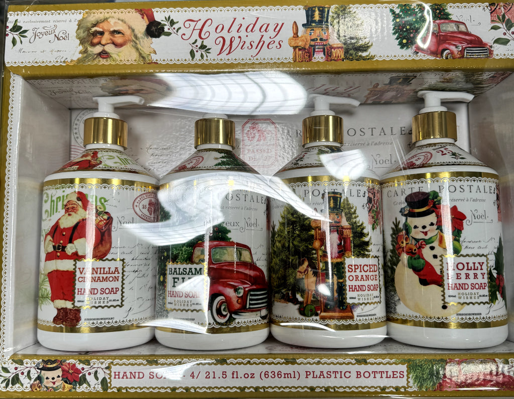 Holiday Wishes Hand Soap Collection Set of 4 Bottles 21.5 Fl Oz New Sealed Hol1