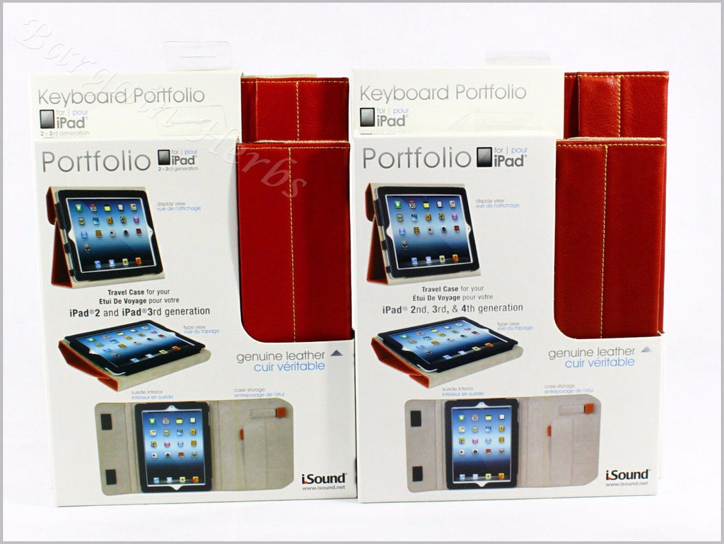 Isound New Genuine Leather Ipad And/Or Ipad Keyboard Portfolio Free Shipping Red