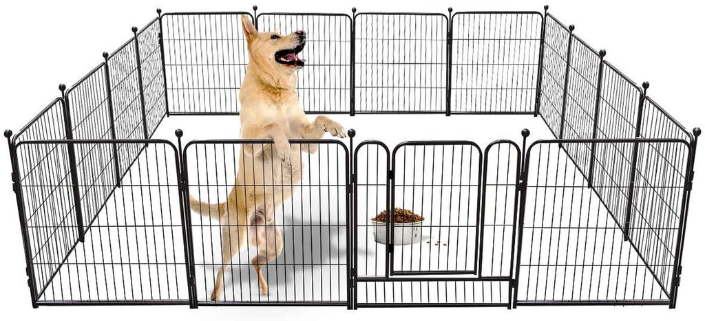 Pawgiant Dog Playpen, Heavy Duty Metal Dog Exercise Playpen Fence for Indoor & Outdoor, 16 Panels & 32'' Height