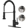 PHANCIR Kitchen Faucet with Pull down Sprayer, Commercial Spring Kitchen Sink Faucet Single Handle Pull Out Sink Faucets with Deck Plate Suit to 1 or 3 Holes Matte Black