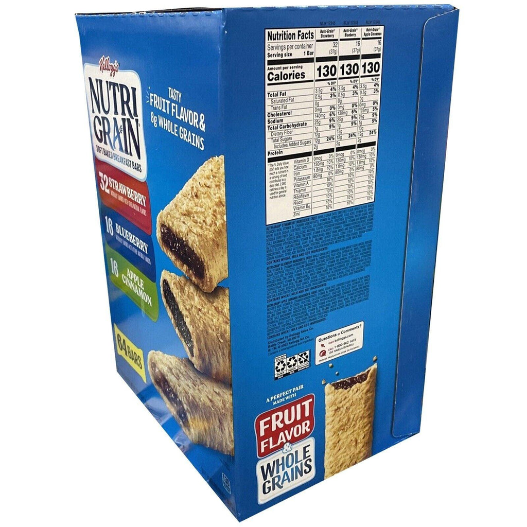 Kellogg'S Cereal Bars Nutri-Grain Breakfast Bars Strawberry Blueberry 64 Count