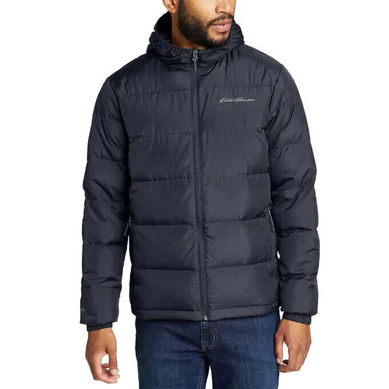 Eddie Bauer Men’S Hooded down Jacket, BLUE - BLACK - GRAY COLOR, FASH SHIPPING !