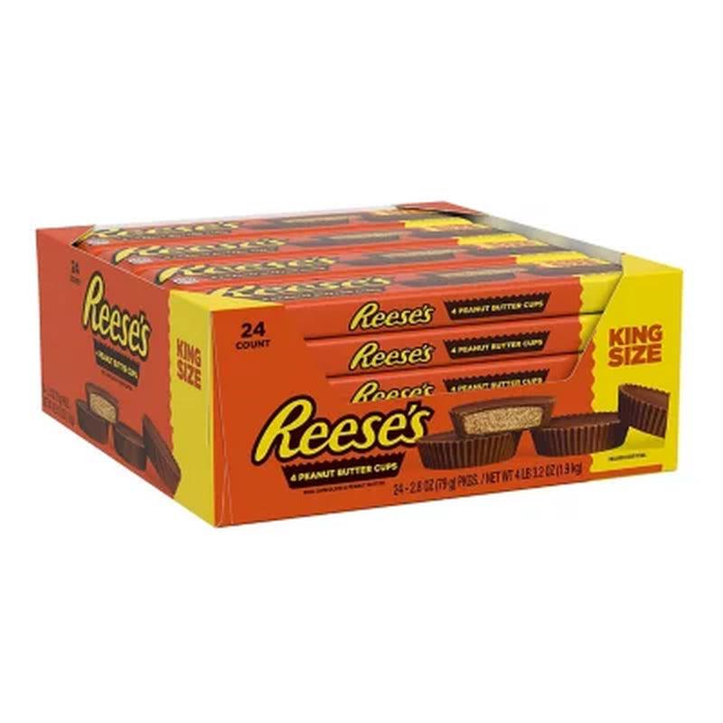 REESE'S Milk Chocolate Peanut Butter Cups Candy, Bulk, Gluten Free, King Size Packs (2.8 Oz., 24 Ct.)