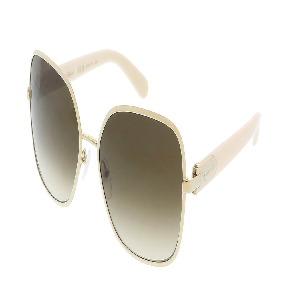 Salvatore Ferragamo Women'S Buckle Sunglasses, Ivory/Brown, One Size for Womens