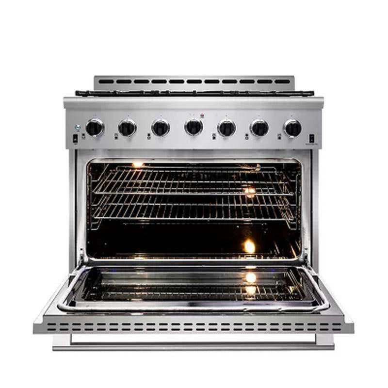 NXR Stainless Steel 36 In. Professional Style Dual Fuel Range with Convection Oven