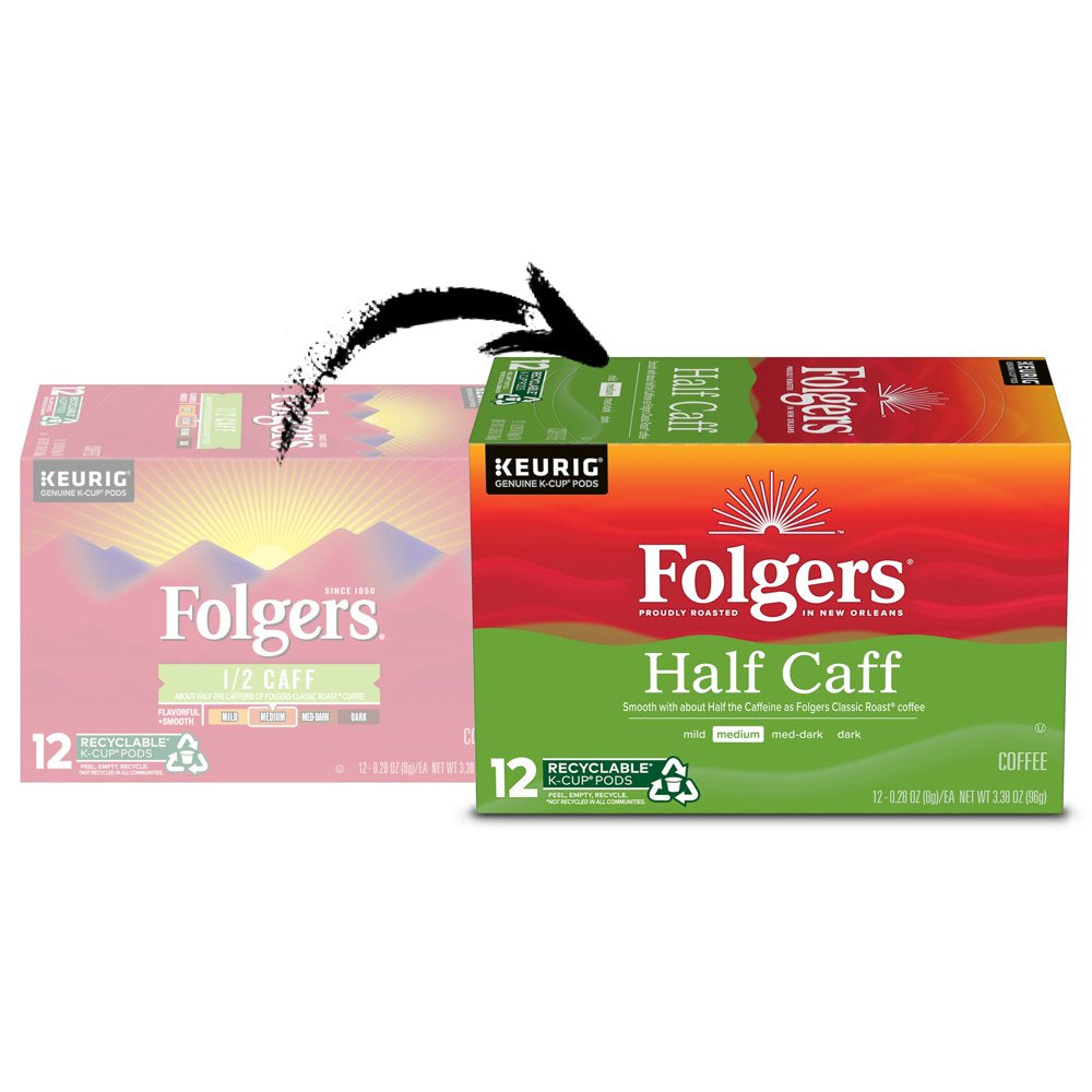 Folgers Half Caff Coffee Keurig K-Cup Pods, 72 Count