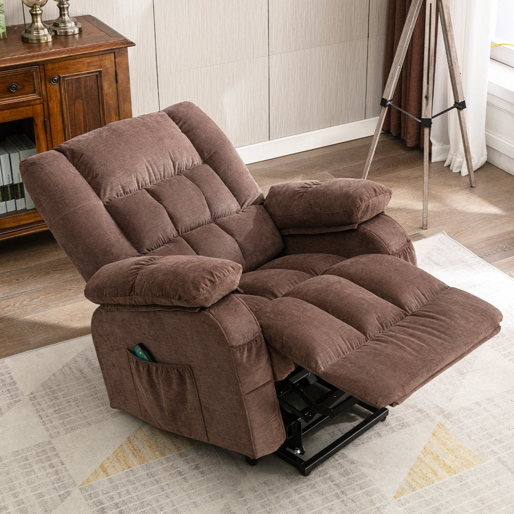 BOSMILLER Power Lift Recliner Chair Recliners for Elderly with Heat and Massage Recliner Chair for Living Room with Infinite Position and Side Pocket,Usb Charge Port,Brown