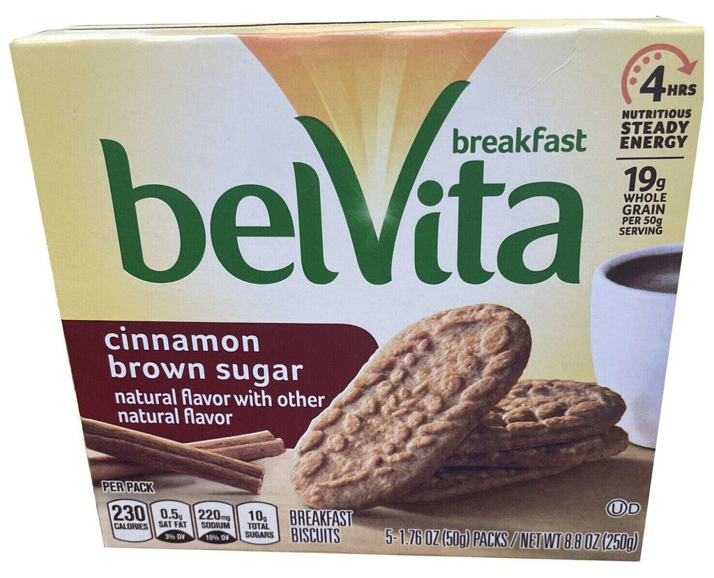 Belvita Cinnamon Brown Breakfast Biscuits 8.8 Oz, 1 Box with 5 Packs of 4 Bisc