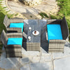 Costway 4PCS Patio Rattan Furniture Set Conversation Glass Table Top Cushioned Sofa Outdoor Turquoise